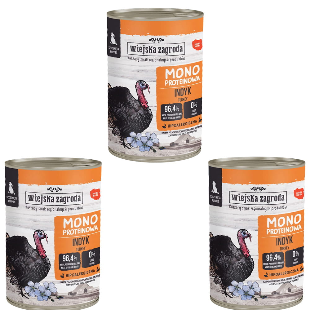 Karma SZCZENIAK MONO Wiejska Zagroda 12x400g MIX